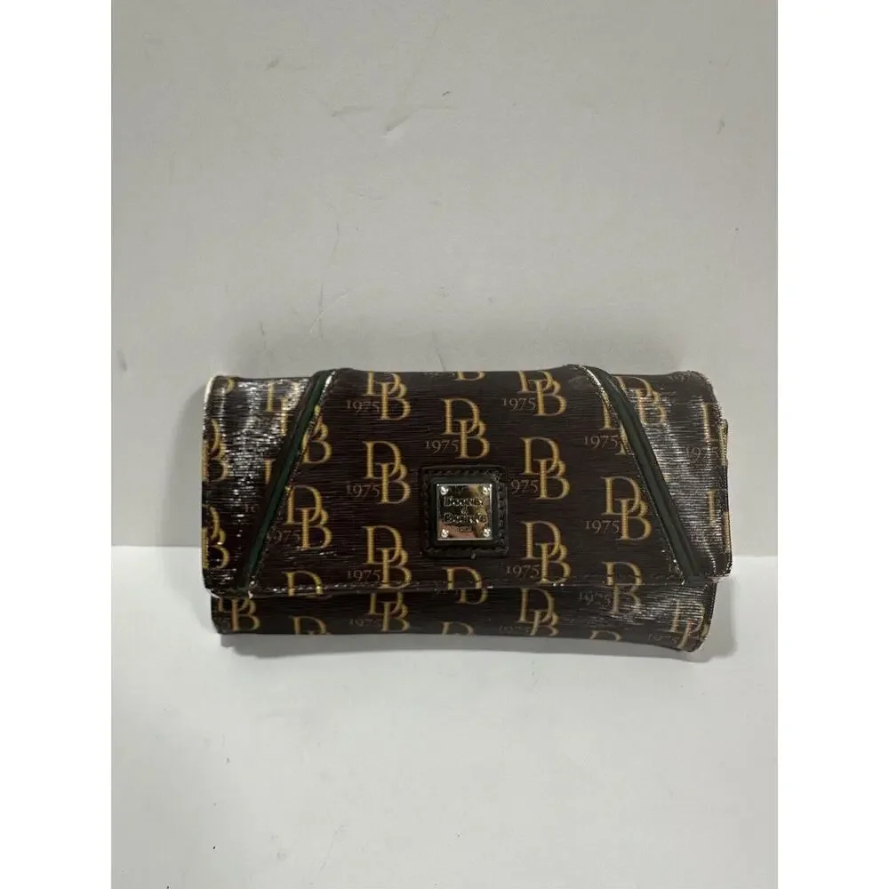Dooney & Bourke Women's 1975 Db‎ Signature Grace Brown Green Wallet VTG RARE